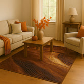 Rustic farmhouse rug with natural wood-inspired design.